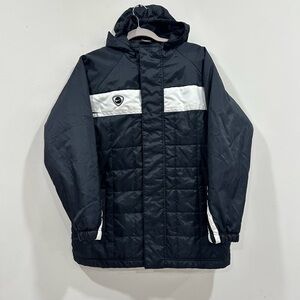 Nike Jacket Mens XL Black Parka Hooded Long Coat Full Zip Soccer Coach Throwback